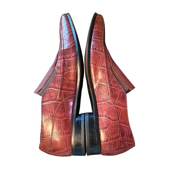 Stacy Adams Croc Embossed Slip On Mens Dress Shoes Size 11 brown Leather Loafers - Picture 9 of 14